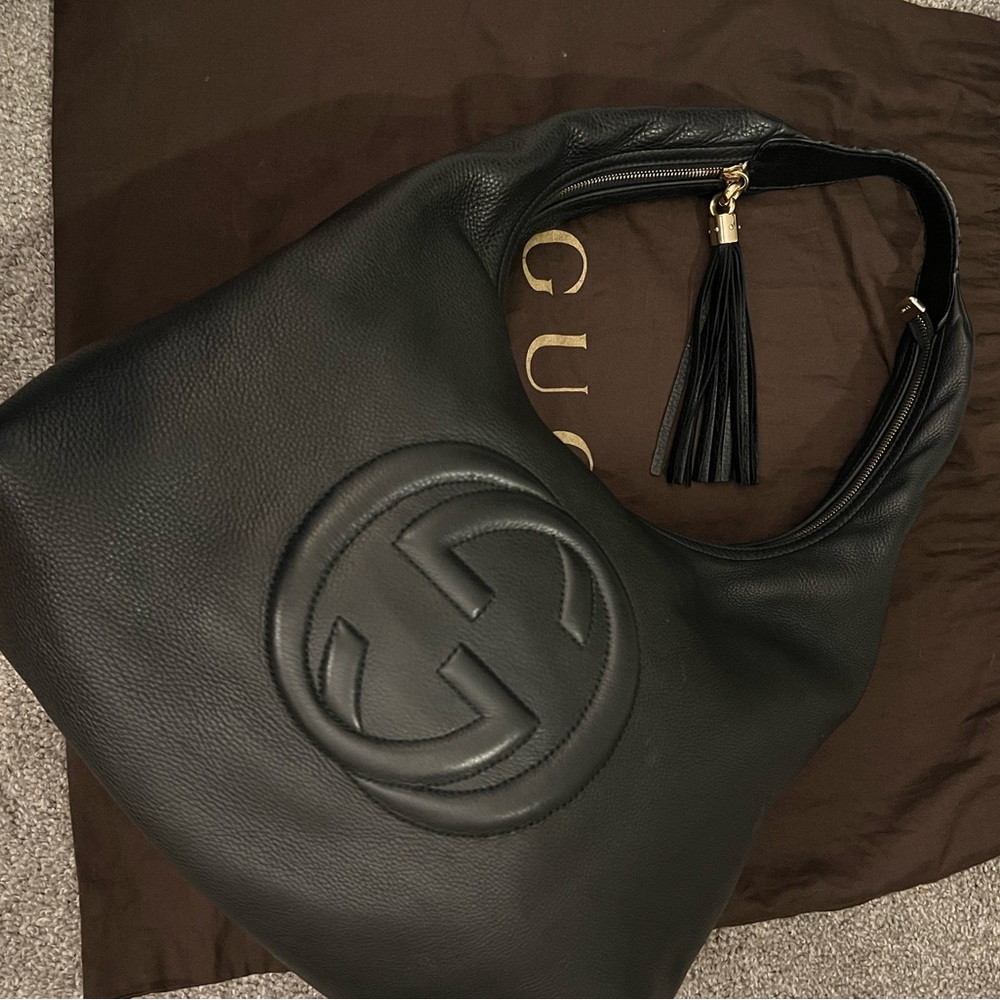 Black Gucci Hobo Embossed Large Bag - Picture 3 of 9